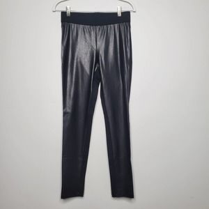 DONNA DEGNAN • Black Faux Leather Front Leggings NEW Sz S